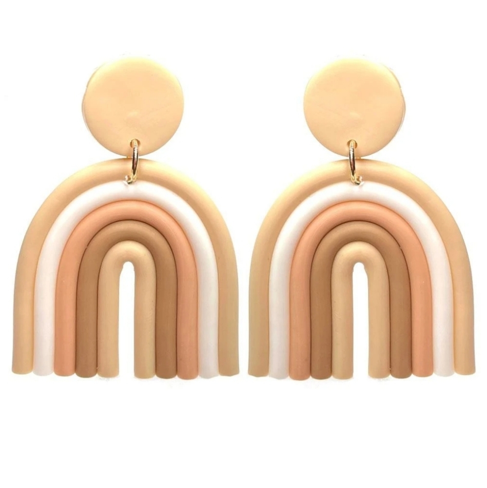 Neutral Rainbow Polymer Clay Earrings